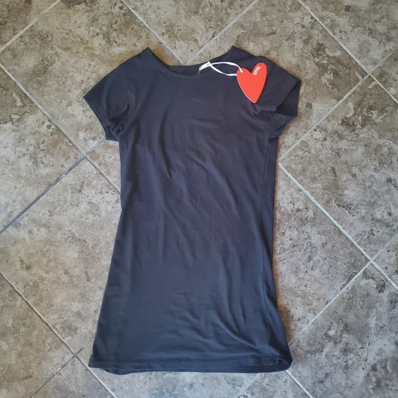 Fiorucci Italy little black t-shirt dress micro mini cotton designer size S - Picture 2 of 10